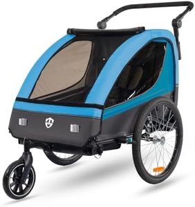 Veelar Sports Suspension Bike Trailer & Stroller 2 in 1 Double Seat for Toddlers, Kids, Child Bicycle Carrier Jogger (Blue)