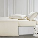 Spread Spain Cotton Oxford 400 Thread Count Geometric Pattern Single Bed Size Zipper Duvet/Quilt Cover Soft and Comfy Duvet Cover (60" x 90" inch Off White)