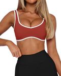 LASLULU Womens Workout Tops Sports Bra Athletic Gym Sport Tops Sexy Wireless Padded Bra Going Out Crop Tops(Rusty Red X-Large)