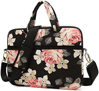 kayond Black Rose Patten Canvas Laptop Shoulder Messenger Bag Case Sleeve for 14 Inch Laptop and Macbook Pro A1707 A1990 (14-14.1 inch, Black Rose)