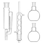 stonylab Borosilicate Glass Soxhlet Extraction Apparatus Set, 50/42 Soxhlet Extractor and Allihn Condenser with Two 500ml 24/29 Flat Bottom Flasks