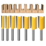 WSOOX 1/4 Inch Shank Straight Router Bit Set, 7 pcs Straight Milling Cutter Woodworking Slotting Router Bits