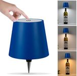 Asslye Pridola Wireless Bottle Lamp, 3 Color Stepless Dimming Pridola Bottle Lamp, Touch Control Wine Bottle Lampshade, Rechargeable Wine Bottle Lights for Bars Restaurants (Deep Blue)