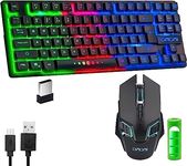 Wireless Gaming Keyboard and Mouse Combo Rechargeable Led Backlit Key Board Mice Wired for PS4 PS5 Switch Laptop Computer Compatible with Windows XP 7/8/10 Linux iMac MacBook Xbox one X