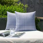 Kevin Textile Pack of 2 Decorative Outdoor Waterproof Throw Pillow Covers Stripe Square Pillowcases Modern Cushion Cases for Patio Couch Bench 20 x 20 Inch Purple Blue