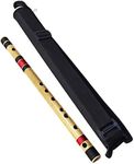 Zaza Percussion- Professional Polished Bamboo Bansuri Flute - (Indian Flute) With Carry Bag (16'' D- Sharp Middle)