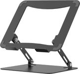 amazon basics Tabletop Laptop Stand, Ergonomic Adjustable & Ventilated Metal Riser Holder for Desk Fits Upto 15.6 Inch Laptops (Black)