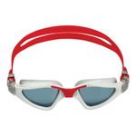 Aquasphere Kayenne Adult Swim Goggles - 180-Degree Distortion Free Vision, Ideal Swim Goggle for Active Pool or Open Water Swimmers | Unisex Adult, Smoke Lens, Gray/Red Frame (EP3141006LD)