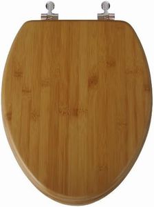 TOPSEAT Native Impression Elongated Toilet Seat w/ Brushed Nickel Hinges Natural Bamboo