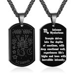 Zocomi Zodiac Sign Dog Tag Necklace for Men Boys, Stainless Steel Horoscope Astrology Pendant Chain Birthday Jewelry Gifts 24Inches, *Gemini, Stainless Steel, No Gemstone