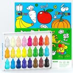 YSNYSN 3-in-1 Crayons Themed Set,24 Colors Baby Crayons for Toddlers 1-3, with Two A4 thickened coloring books(FRUITS VEGETABLES+WONDERFUL FOREST), 200+ Elements to Discover & Color