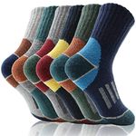 Kids Merino Wool Hiking Socks Boys Toddlers Girls Winter Thermal Warm Boot Thick Cushion Gift Socks 6 Pairs Stocking Stuffers(Geometry,8-12 Y)
