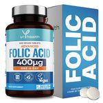 Folic Acid 400 mcg Tablets - 400 Vegan Vitamin B9 Tablets for Women, 13 Month Supply, Folic Acid Pregnancy for Normal Function of Immune System and Maternal Tissue Growth - Made in The UK by YrHealth