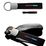 KE-KE 3-Colored Stripe Alcantara Embroidery Leather Gun-Black w/Keychain Ring for All BMW (M 3-Color)