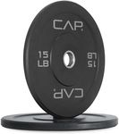 CAP Barbell 15 lb Economy Olympic Bumper Plate Set with Gray Logo – Pair | Black