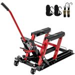 HOMFME 680 kg Hydraulic Motorcycle Lift Jack, Motorbike Lifting Stand with 3-Level Height Adjustable Platform, Wheels, Heavy Duty Motorcycle Jack Lift Table Hoist Stand for ATV UTV Quad