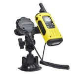 HYS 2-in-1 Handlheld Radio and Speaker Microphone Suction Cup Holder Compatible for Motorola Baofeng Sepura Midland, Any Walkie Talkie and Mic with Back Clip