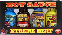 Xtreme Heat Hot Sauce Bottles Gourmet Gift Set Travel Size – 4 Pack - Try if you dare! – Perfect Gourmet Christmas Gifts for the Hot Sauce Fan