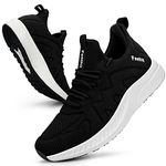Feethit Womens Running Shoes Lightweight Tennis Shoes Non Slip Walking Gym Workout Slip on Sneakers Black White Size 9