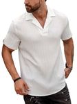 IndoPrimo Men Regular Fit Fancy Cuban Collar T-Shirt for Men (X-Large, White)