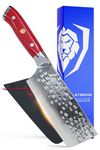 DALSTRONG Nakiri Vegetable Knife - 6" - Shogun Series X - Japanese AUS-10V Super Steel - Damascus - Hammered Finish - Crimson Red ABS Handle - Sheath Included