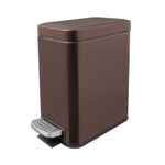 1.3 Gallon Small Rectangular Trash Can, Soft-Close Trash Can with Foot Pedal, Indoor Garbage Container Bin with Removable Inner Waste Basket for Home Office (Bronze)