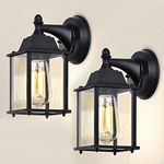 Outdoor Light Fixtures Wall Mount Outdoor Lights 2 Pack Black Aluminum Anti-Rust Outdoor Wall Lantern Small Porch Exterior Light Fixture