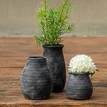 Ceramic Rustic Vase Set, Small Black Vases for Country Home Decoration, Decorative Vase,Farmhouse Decoration, Home Decoration for Living Room, Coffee Table Decor, Mantle & Shelf Decor.