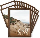 HAUS AND HUES 6x8 Walnut Oak Wooden Picture Frame - Set of 25 6x8 Poster Frame - Premium Oak, Vertical Hang, Shatterproof Plexiglass - Ideal for Home, Room, Office (6x8-inch, Walnut, Set of 25)