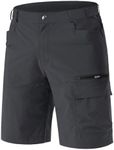 EKLENTSON Mens Shorts Quick Dry Cargo Walking Shorts Multi Pockets Casual Outdoor Hiking Shorts Elastic Waist MTB Baggy Shorts Dark Grey,36