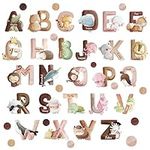 Baby Wall Stickers Nursery Wall Decals Decor Alphabet ABC Animals Wall Decals Safari Animal Wall Decals Removable Educational Decals Wallpaper for Kids Boys Girls Bedroom Living Room Classroom Decor