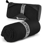 VENTURE 4TH Quick Dry Towel. Microfiber Travel Towel Ideal for Camping, Hiking, Backpacking, Gym. Lightweight & Fast Drying Travel Towels for Body. Compact & Easy to Pack - Black Extra Large