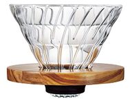 Hario VDGR-02-OV V60 Heat Resistant Glass, Permeable, Coffee Dripper, Olive Wood, 02, Coffee Drip, For 1 to 4 Cups