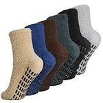 FRIUSATE 6 Pairs Mens Slipper Fluffy Socks, Non Slip Bed Cosy Comfy Fuzzy Socks for Men with Grippers, Comfy Fuzzy Socks for Home Sleeping