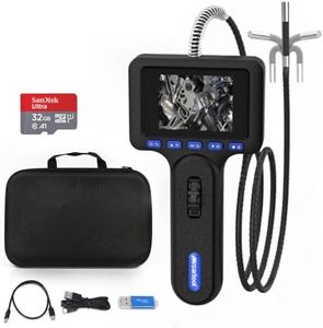 Two-Way Articulating Borescope,4'' HD Screen Endoscope Camera with Light,4 FT Snake Inspection Camera for Automotive, HVAC & Mechanics