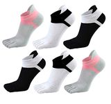 Women Toe Socks 5 Finger Cotton Wicking Athletic 6 Pack 3 Pack, Black,white,grey, One Size