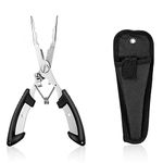 WMLBK Stainless Steel Fishing Pliers Scissors-Booms Fishing Pliers-Split Ring Hook Removal Line Scissors- Braid Wire Cutter for Saltwater Angling, Kayak and Boating