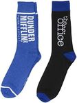 Bioworld The Office TV Show Dunder Mifflin Logo 2 Pair Crew Socks Licensed, Blue, One size