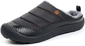 Gaatpot Mens Womens Winter Slippers Fur Lined Warm Non-Slip Indoor Outdoor Houseshoes Black-New 9UK=43CN