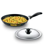 Hawkins Futura 26 cm Frying Pan, Non Stick Fry Pan with Stainless Steel Lid, Induction Frying Pan, Black (INF26S)