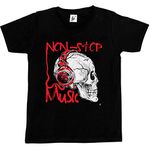 Fancy A Snuggle Music Love Non Stop Music Headphone Wearing Skull Kids Boys/Girls T-Shirt Black 12-14 Year Old