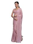 TRENDMALLS Women's Satin Siroski with Embroidery butti work Saree with Blouse Piece Piece (K1080-LightPink)