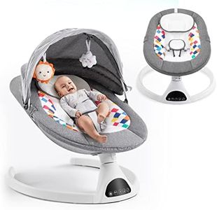 Soobaby Baby Swing for Infants,baby Bouncer for Babies,Portable Swing for Baby Boy Girl,Remote Control Indoor Baby Rocker with 5 Sway Speeds,Music and Bluetooth,Gray
