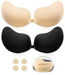 2 Pair Sticky Bra Strapless Adhesive Bra for Women, Invisible Backless Push Up Bra for Everyday Wearing with Nipple Covers