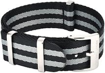 About Time Co. PREMIUM NATO Watch Strap Band Seatbelt Nylon NTTD JAMES BOND No Time To Die 20mm 22mm Black Grey Beige Stripe (22, Black and Grey)