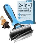 MalsiPree Cat Grooming Brush for Shedding - 2 in 1 Deshedding Tool - Undercoat Rake for Cats & Dogs - Dog and Cat Deshedding Brush - Blue Dematting Comb & Deshedding Brush for Cats and Dogs