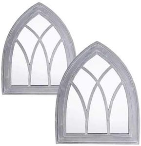 BestNest Set of 2 Esschert Design Gray Gothic Mirror Wall Art Pieces