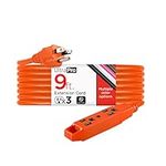 GE 9ft Extension Cord, Heavy Duty, 16AWG, Indoor/Outdoor Use, Extra Long Power Cord, UL Listed, Orange, 51927