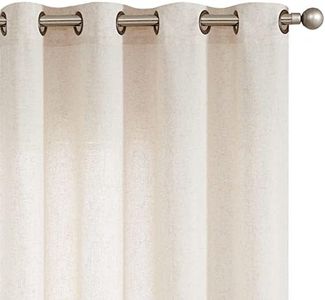 jinchan Linen Beige Curtain 100 Inch Extra Wide for Patio Sliding Glass Door Room Divider Farmhouse Grommet Top Light Filtering Window Drape for Bedroom 100x84 Crude 1 Panel