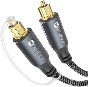 Optical Audio Cable, WARRKY 3.3ft Optical Cable [Braided, Slim Metal Case, Gold Plated Plug] Digital Audio Fiber Optic Cable Toslink, Compatible with Sound Bar, TV, Samsung, Vizio, LG, Bose, Sony
